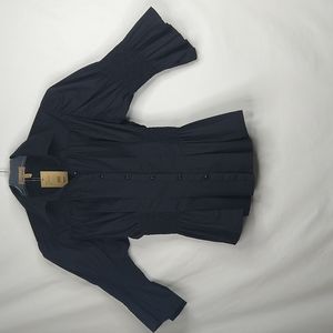 Nana Fashion Black Fitted Smocked Shirt Size: L